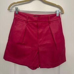 7 For All Mankind Pink Vegan Leather Shorts
